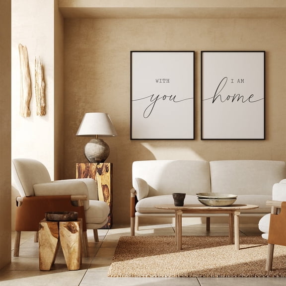 Set Of 2 You I Am Home Wall Art Prints, Love Quotes, Master Signs, Living Room And Bedroom Decor