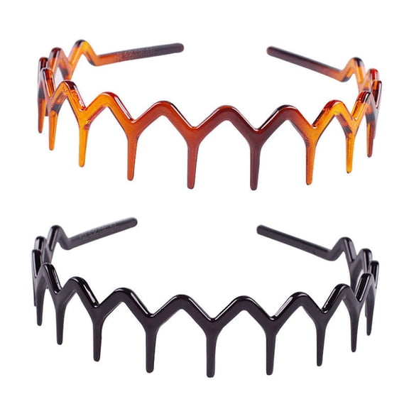 Set Of 2 Zag Black Plastic Tooth Hair Comb Headband Hair Hoop Accessory For Women's Lady Girls