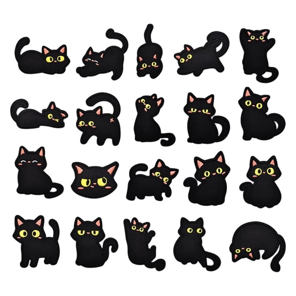 Set Of 20 Embroidery Cats Applique Embroidery Patches With Strong Adhesive Backing For Garment Decoration Clothes Repair