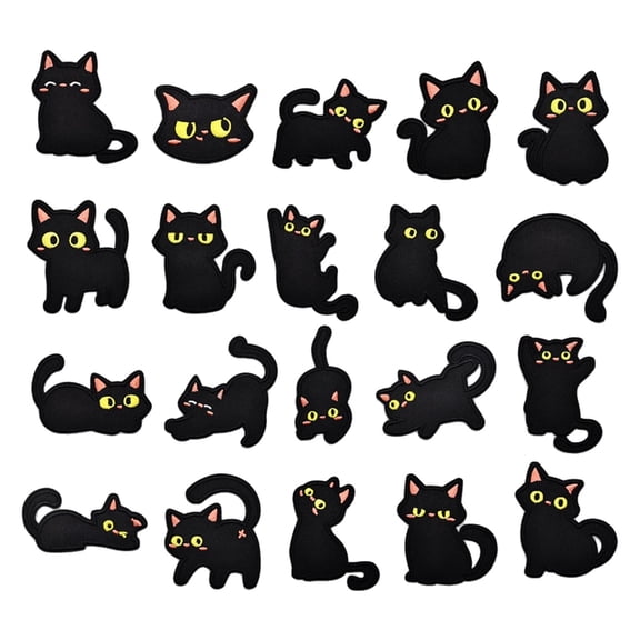 Set Of 20 Embroidery Cats Applique Embroidery Patches With Strong Adhesive Backing For Garment Decoration Clothes Repair