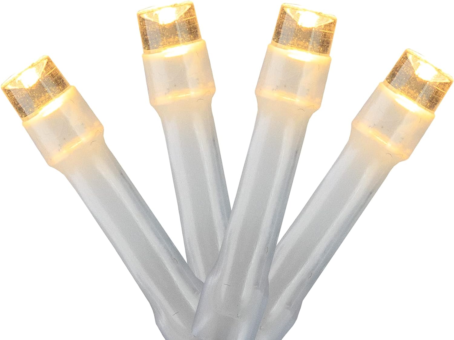 Set Of 20 Warm White LED Wide Angle Christmas Lights 4" Spacing - White