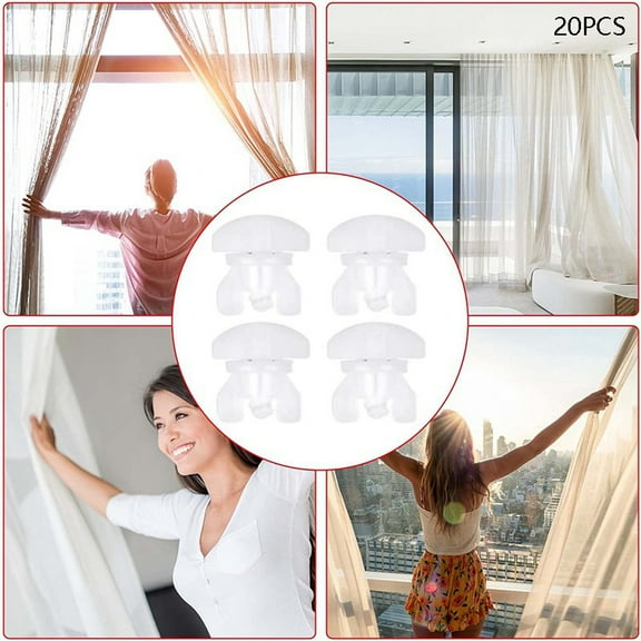 Set Of 20Pcs White Plastic Curtain Track Stoppers Easy Installation Drapery Rails Sliding Gliders Curtain Fasteners