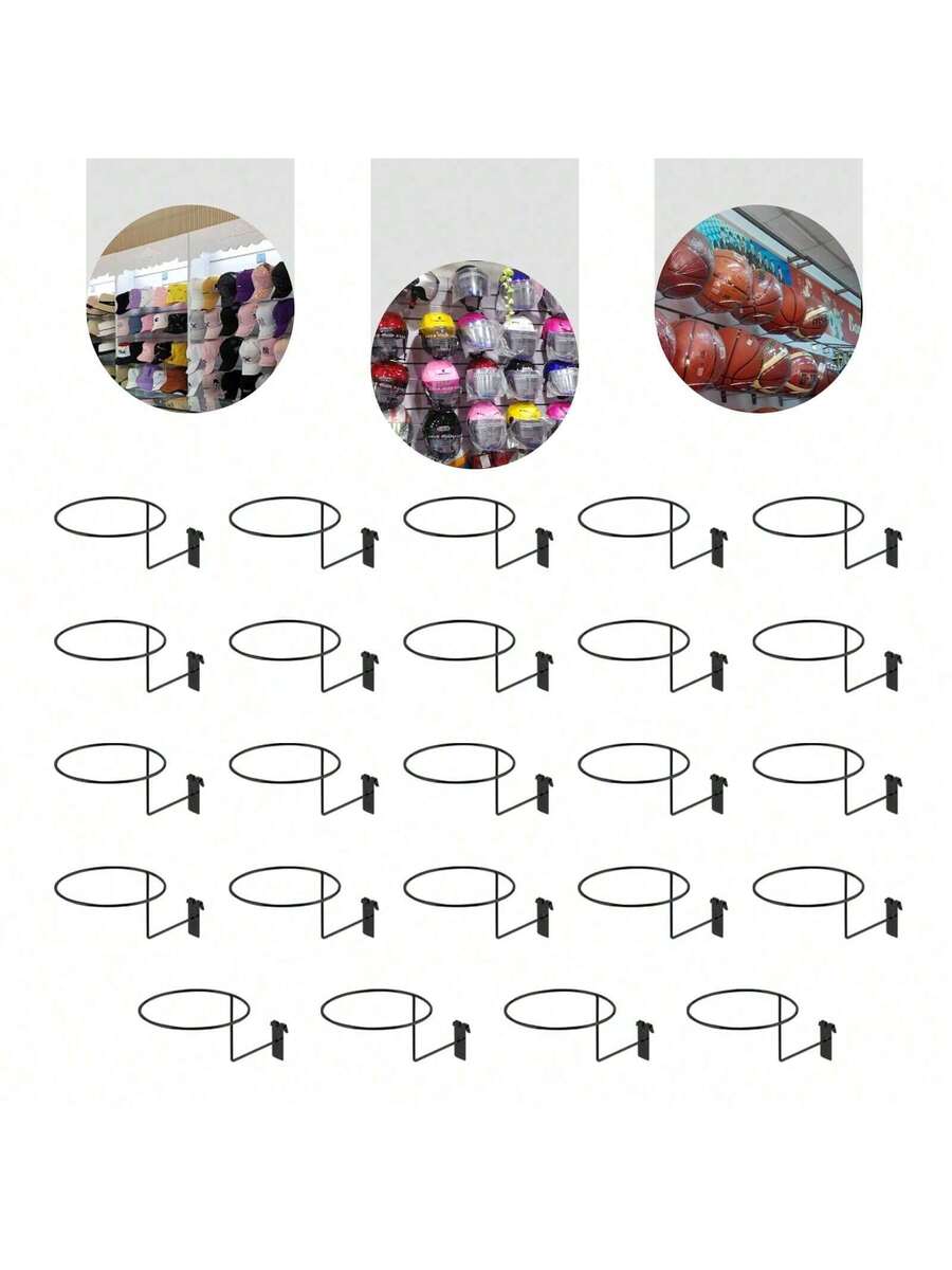 Set Of 24 Hat Racks, Hat Hanger Gridwall Hooks, Slat Panels Cap Rack ...