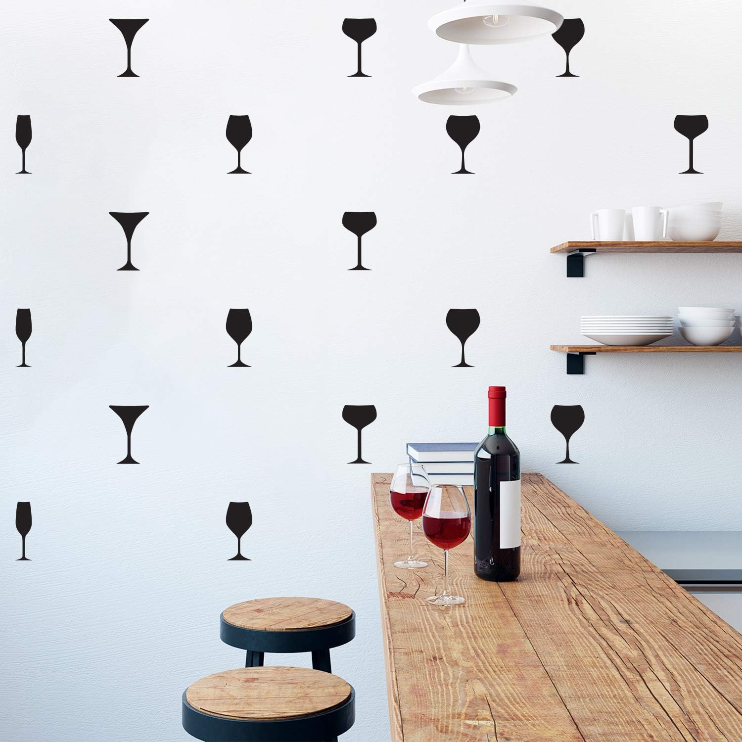 Set Of 25 Vinyl Wall Art Decal Wine Glass Set From 6" X 2" Each y
