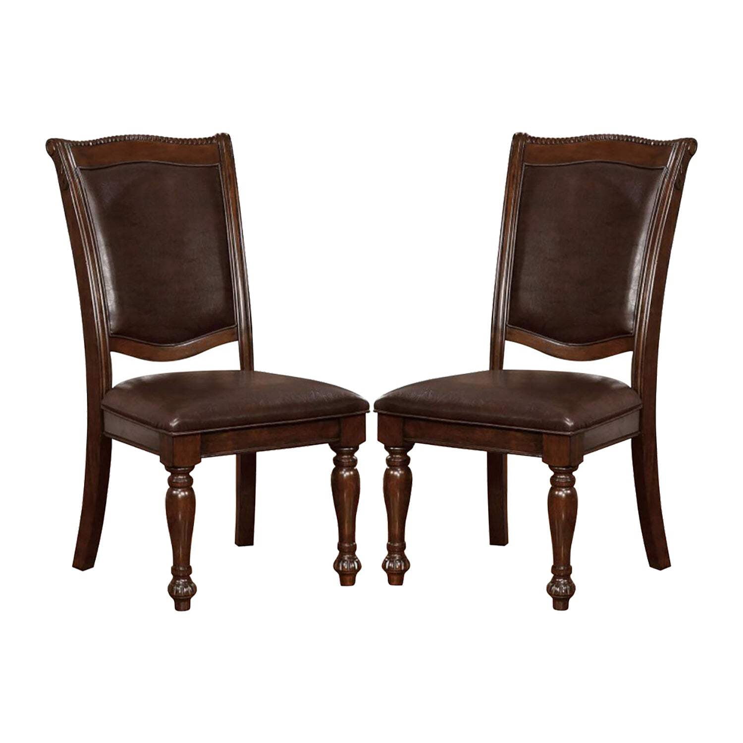 Set Of 2Upholstered Side Chairs In Brown Cherry And Espresso Solid ...