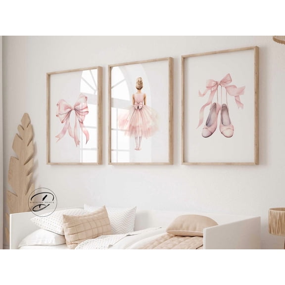 Set Of 3 Ballerina Wall Art Prints, Boho Toddler, Dance Themed, Bedroom, Nursery And Girls Room Decor