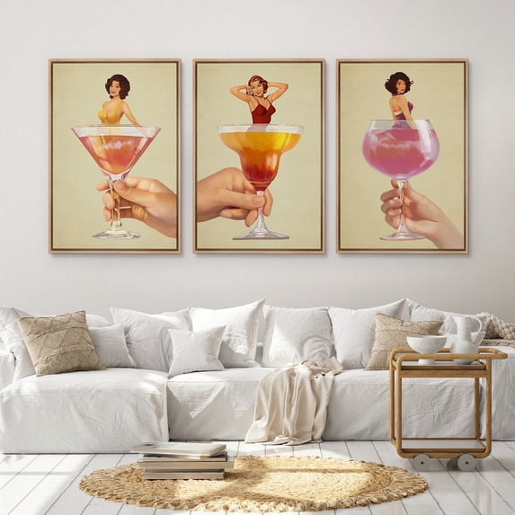 Set Of 3 Bar Cart Cute Cocktail