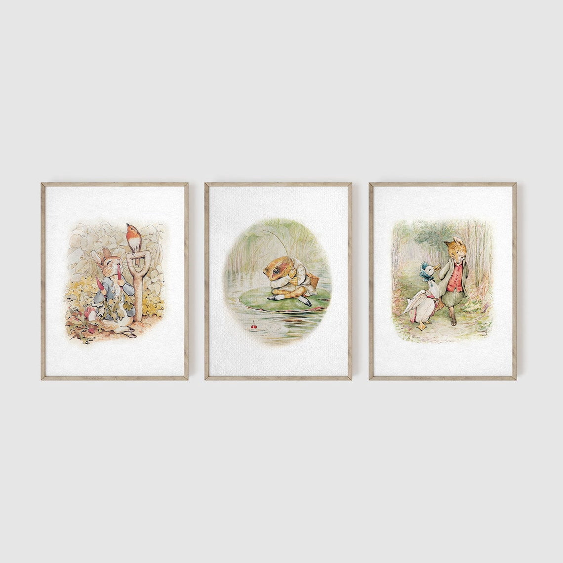 Set Of 3 Beatrix Potter Wall Art Prints, Peter Rabbit, Baby Shower ...