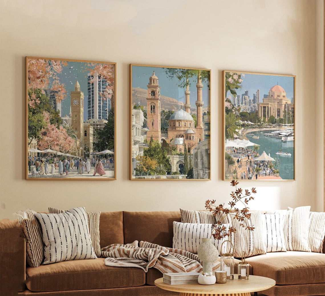 Set Of 3 Beirut Wall Art Prints, Lebanon Travel, Mediterranean City ...