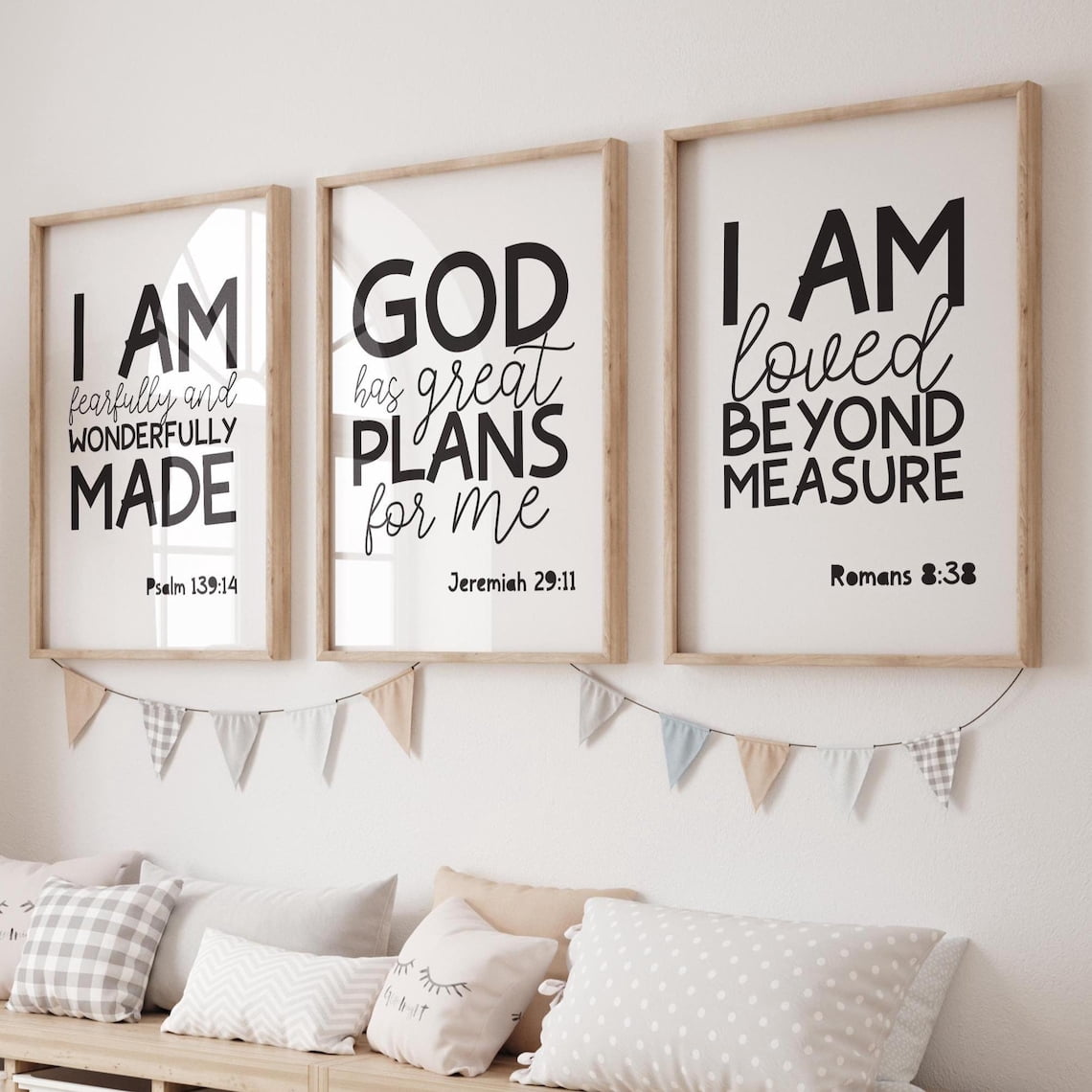 Set Of 3 Bible Verse Wall Art Prints, Christian, Boys, Motivational ...