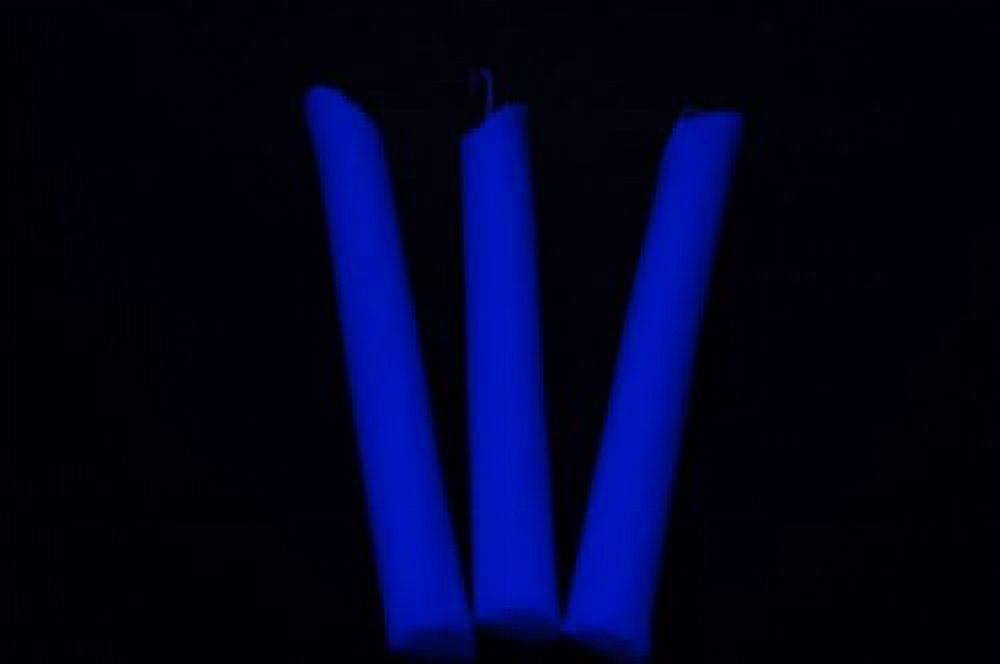 Set Of 3 Blue Blacklight Reactive Drip Candles