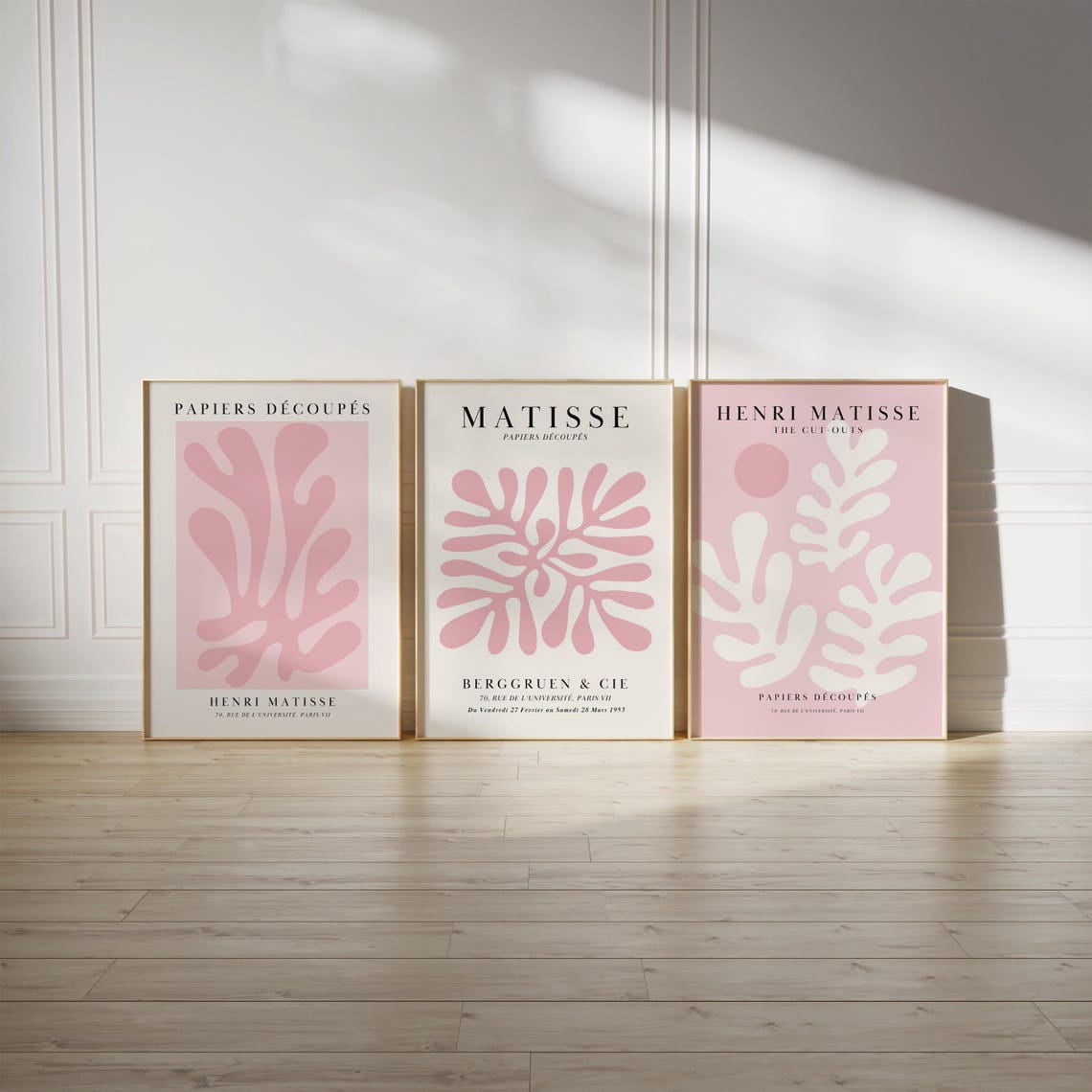 Set Of 3 Blush Pink Wall Art Prints, Modern Pastel Light, Modern Living ...