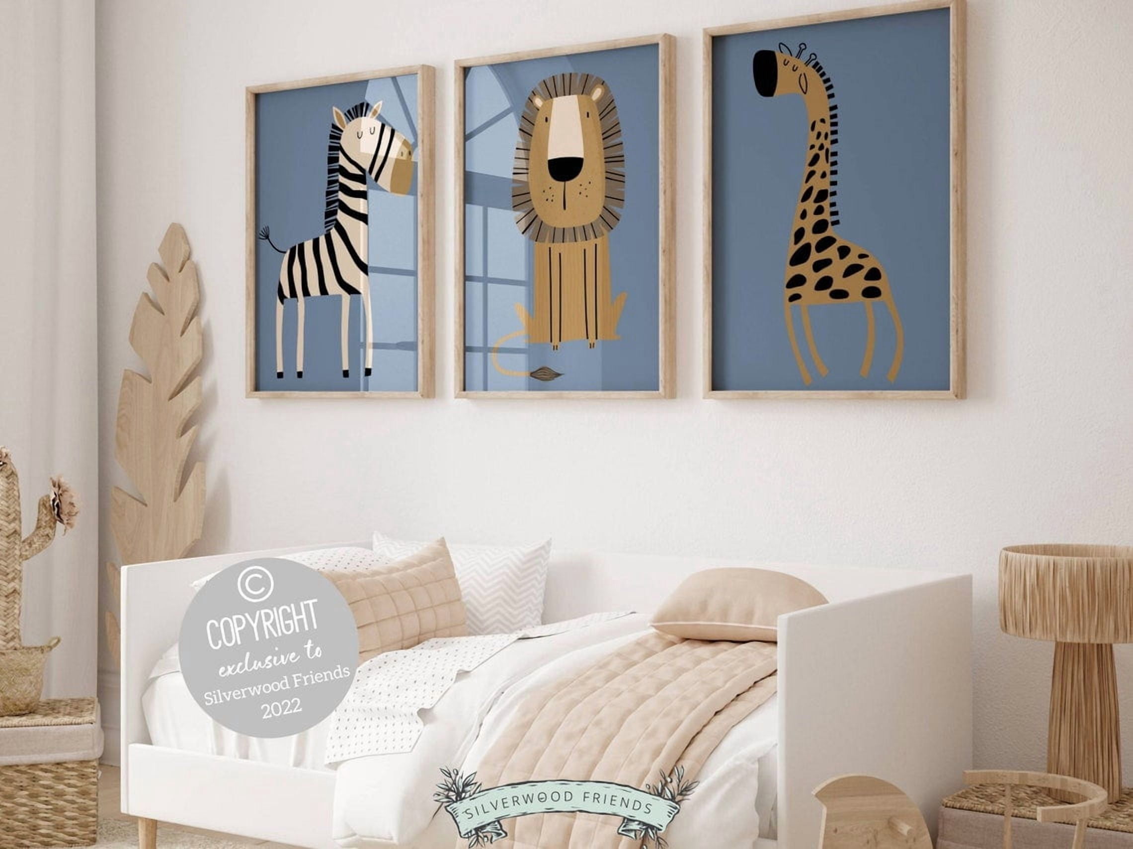 Set Of 3 Boho Jungle Nursery Wall Art Prints, Safari W Animals Zebra ...