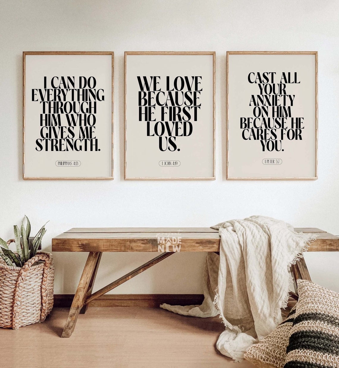 Set Of 3 Christian Wall Art Prints, Philippians 4 13 Modern Bible ...
