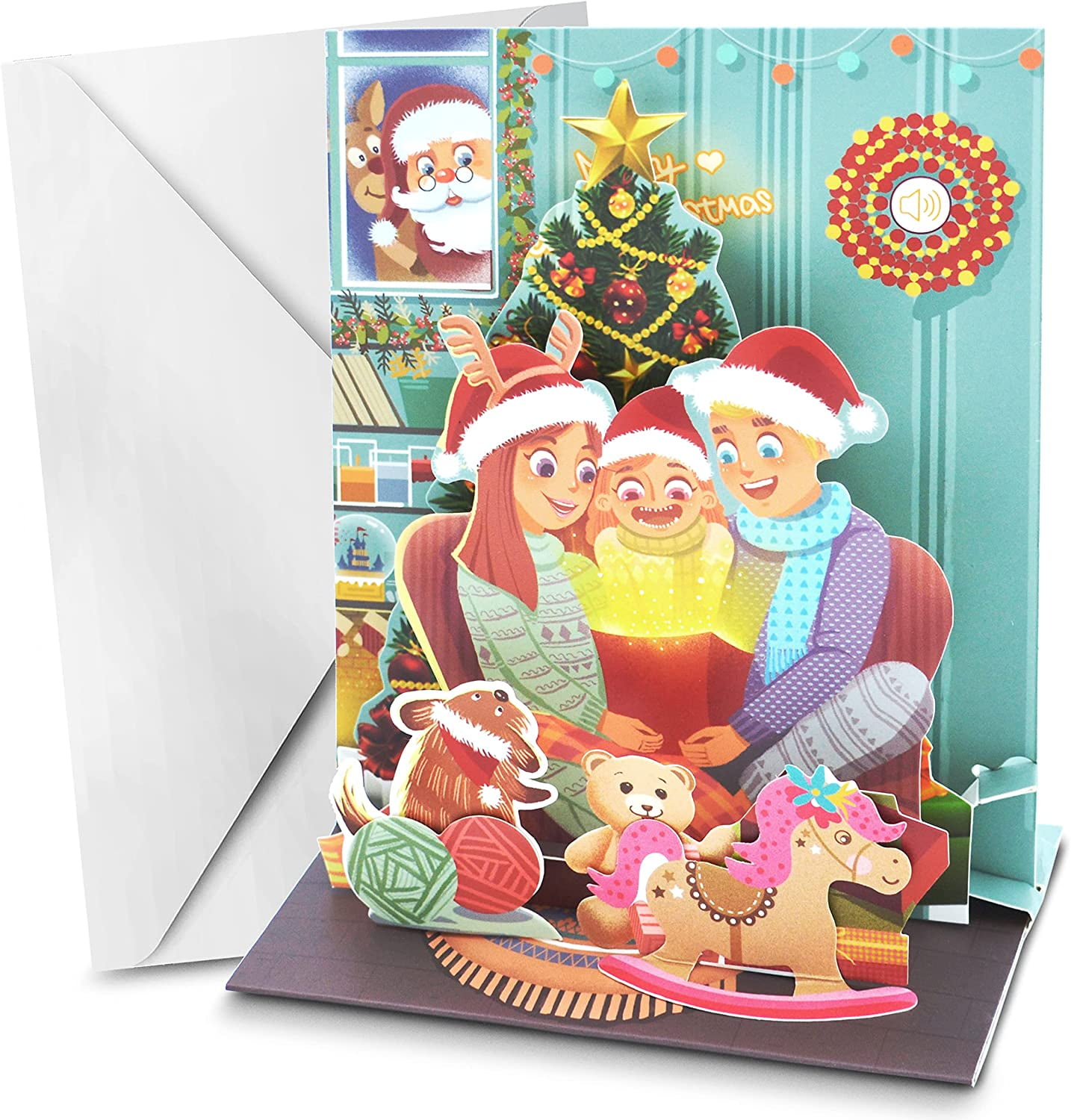 Set Of 3 Christmas Pop Up Cards With Lights And Music - Musical ...
