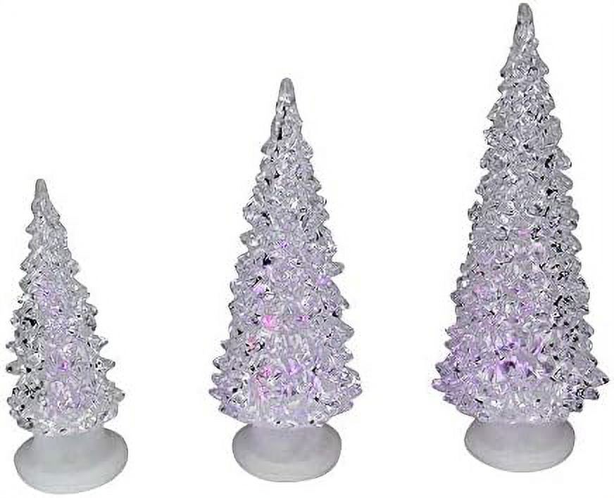Set Of 3 Clear Color Changing LED Lighted Christmas Trees
