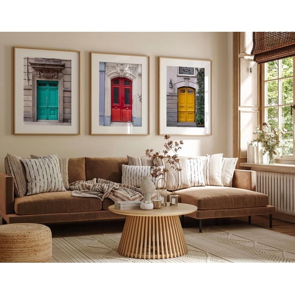 Set Of 3 Colorful Doors Three Piece Wall Art Prints, Architecture Photography Tryptich, Travel For Gallery Walls, Home And Living Room Decor