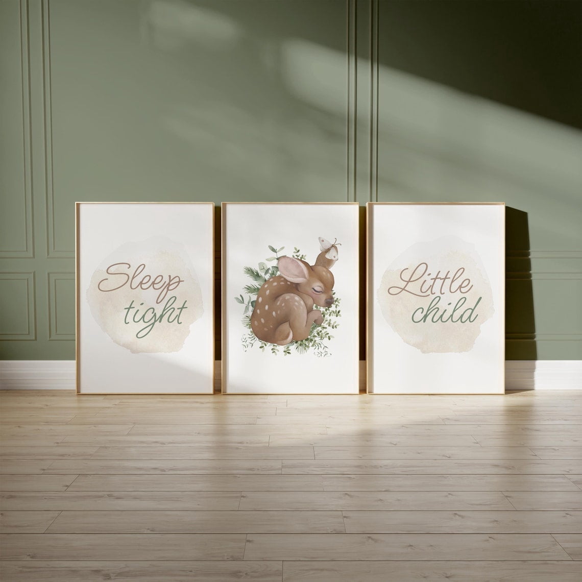 Set Of 3 Deer Nursery Wall Art Prints, Woodland, Nature, Forest Animal ...