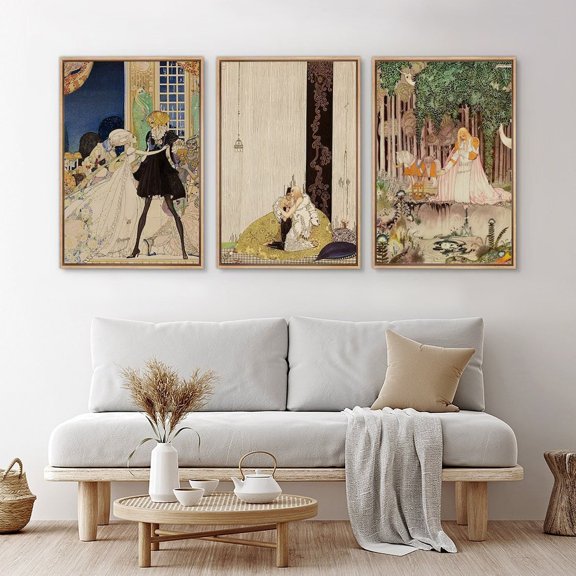 Set Of 3 Fantasy Storybook Fairytales By Andersen Art Nouveau Retro Vintage Wall Art Prints, Living Room And Gallery Wall Decor