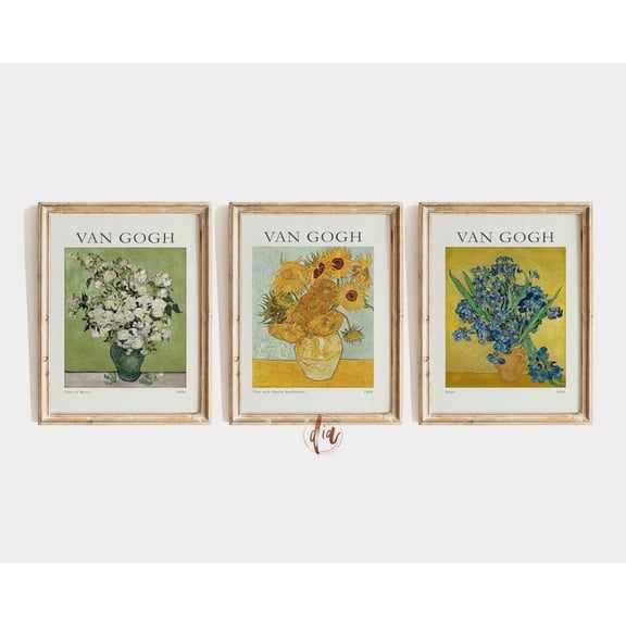 Set Of 3 Floral Still Life Vintage Poster Set Slowers Irises Roses Poster Set Gallery Wall Set, Stretched Canvas