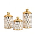 thumbnail image 1 of Set Of 3 Gold Detailing Food Grade Jars Kitchen Organization Coffee Containers, 1 of 10