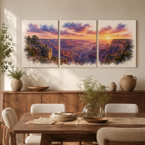 Set Of 3 Grand Canyon Wall Art Prints, National Park Sunset Desert Decor