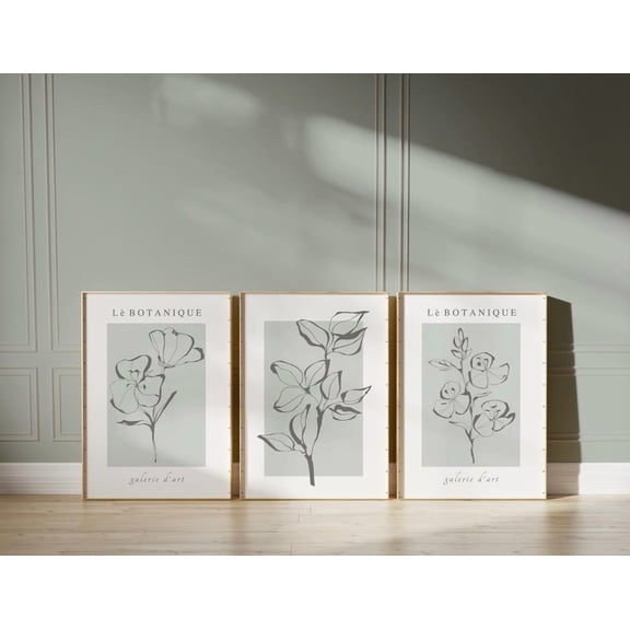 Set Of 3 Green Prints Green Sage Green Prints Botanical Prints Sage Green Natural, Poster Only