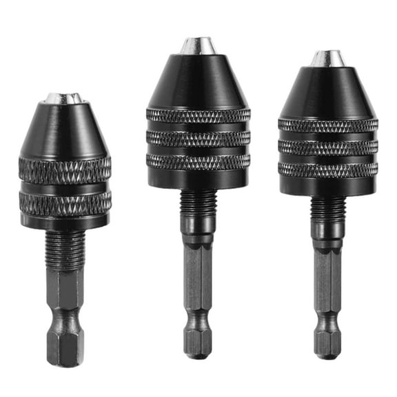 Set Of 3 Hexagonal Shank Three Jaw Chucks For Quick Drill Bit Enhancing Work Speed Enhances Stability In Drilling Tasks