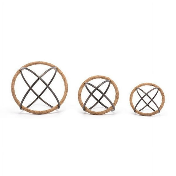 Set Of 3 Industrial Modern Spheres Orbs Black