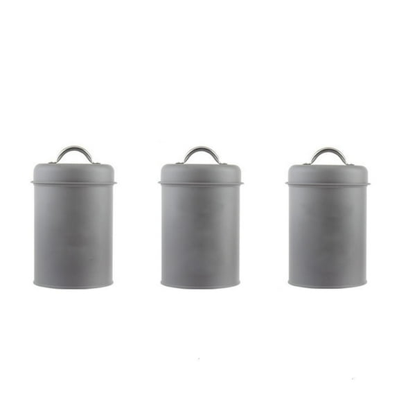 Set Of 3 Iron Storage Containers for Kitchen Use 1200ml Capacity Canister for Coffee Organization Rustproof Storage Jars