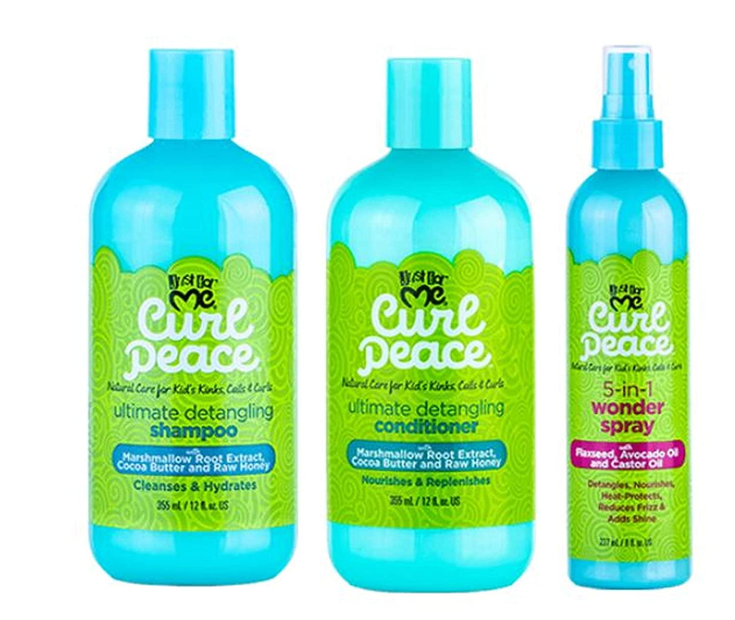 [ Set Of 3 ] JUST FOR ME - Curl Peace Hair [SHAMPOO, CONDITIONER & WONDER SPRAY] * BEAUTY TALK LA *