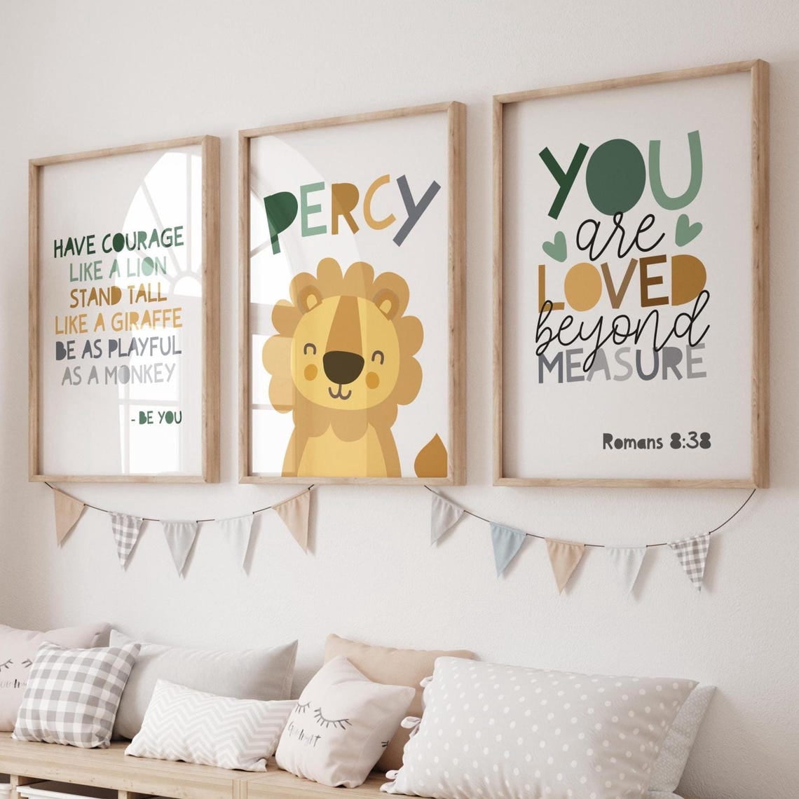 Set Of 3 Jungle Themed Safari Nursery Wall Art Prints, Boys ...
