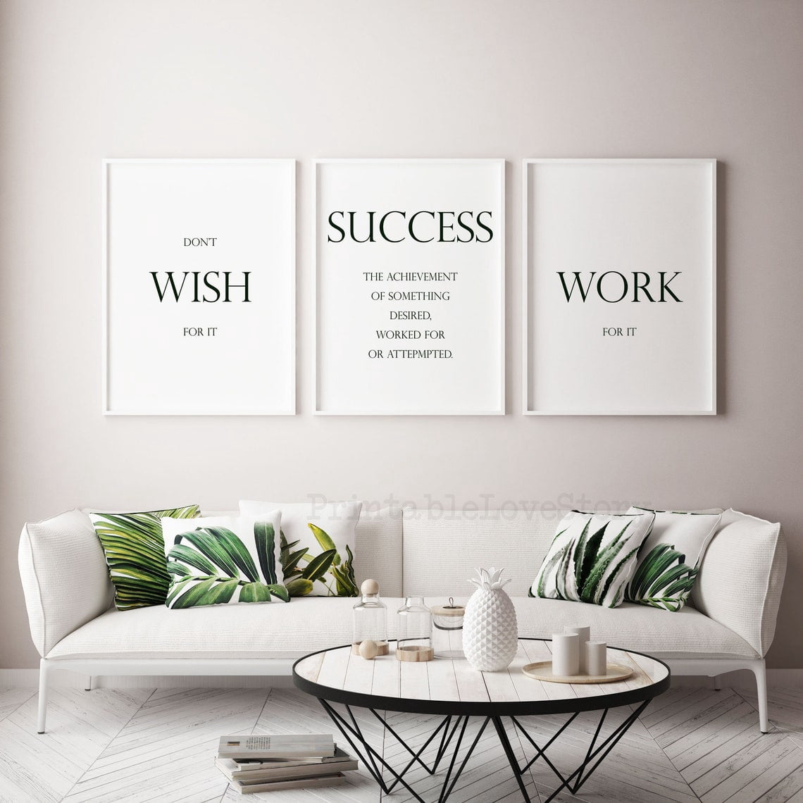 Set Of 3 Motivational Wall Art Prints, Success, Inspirational Quotes ...