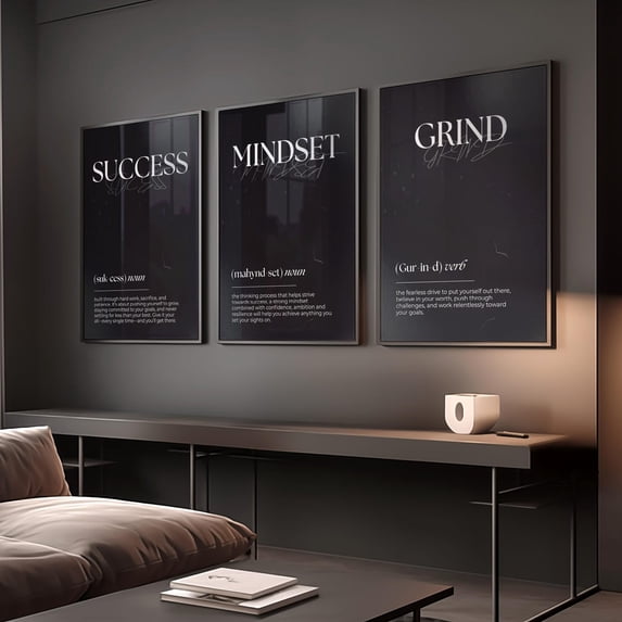 Set Of 3 Motivational Wall Definition For Men Wall Art Prints ...