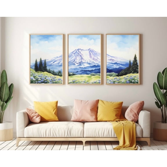 Set Of 3 Mt St Helens Wall Art Prints, Pacific Northwest, Mountain Landscape, Cascade Range, Us Travel, Living Room And Gallery Wall Decor