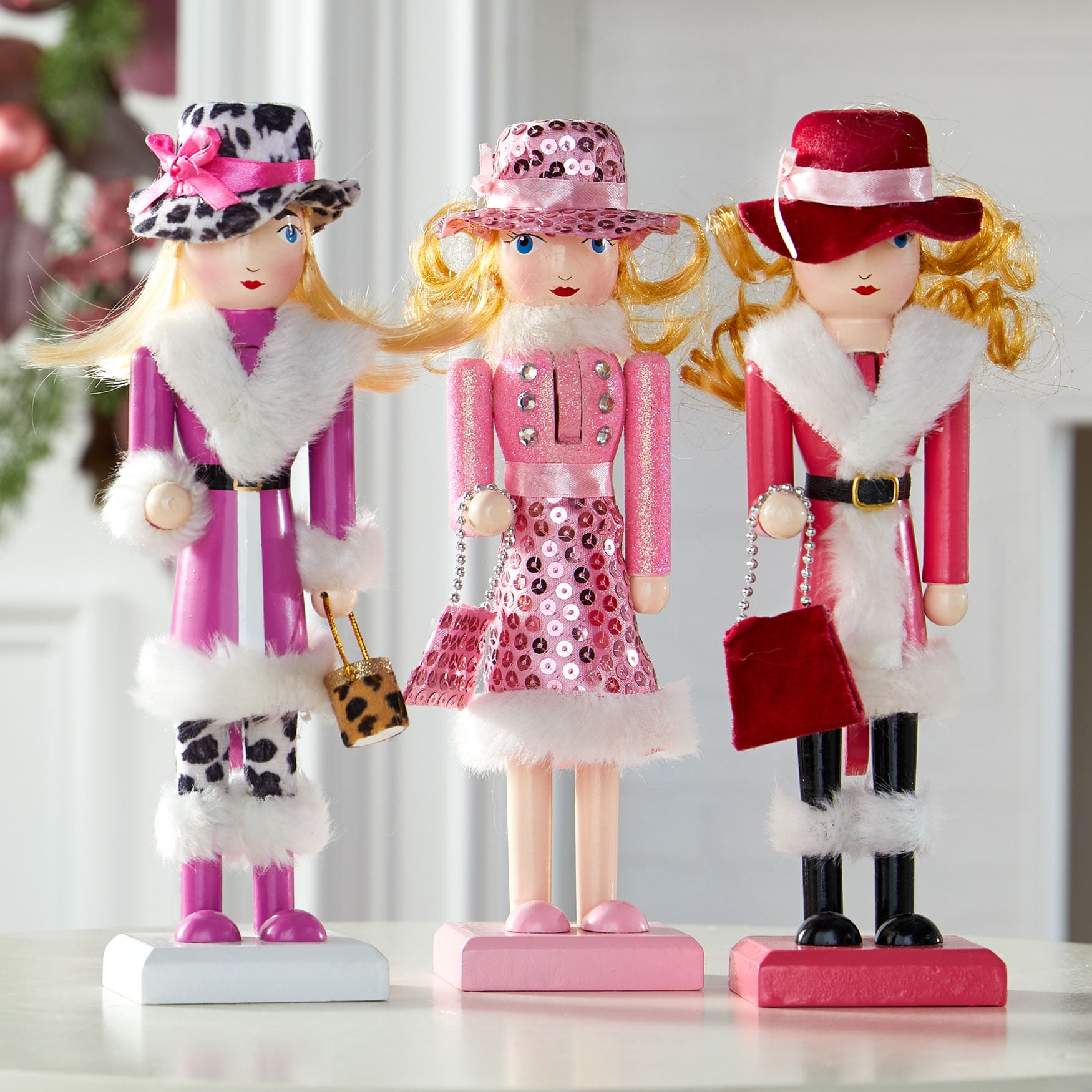 Set Of 3 Nutcracker Girls, Christmas Christmas Decoration