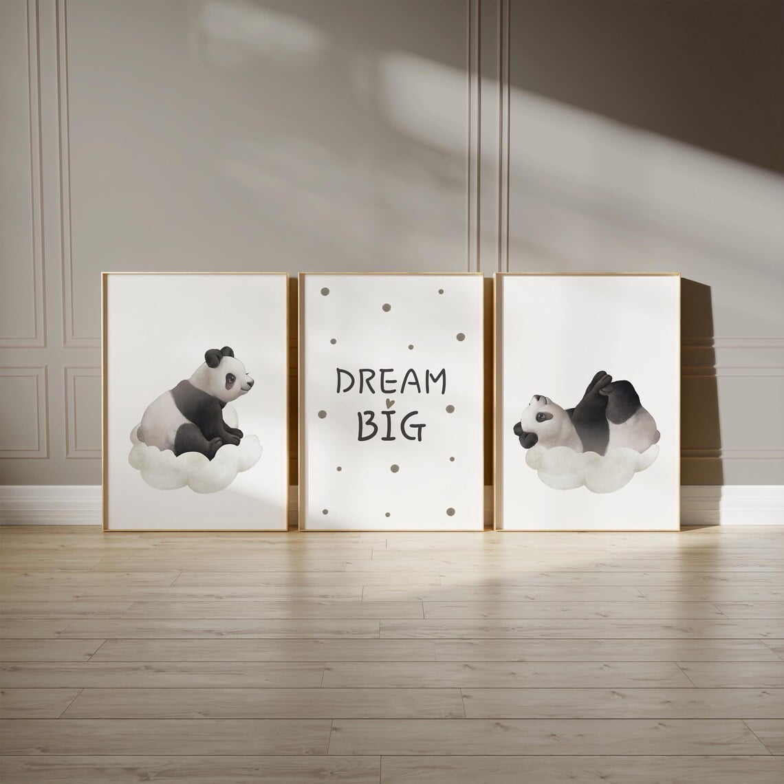 Set Of 3 Panda Nursery Wall Art Prints, Gender Neutral, Animal, Nursery ...