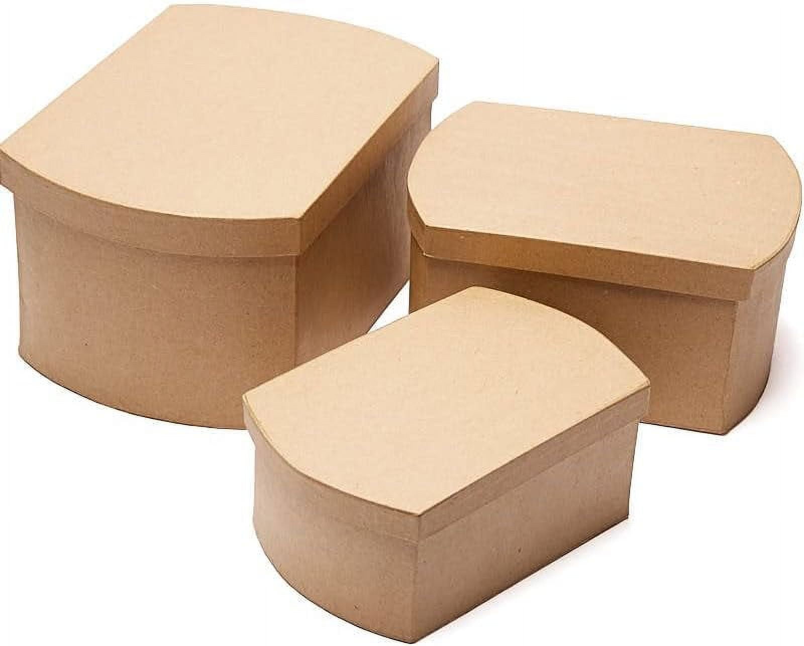 Set Of 3 Paper Mache Rectangle Boxes With Rounded Corners Papier