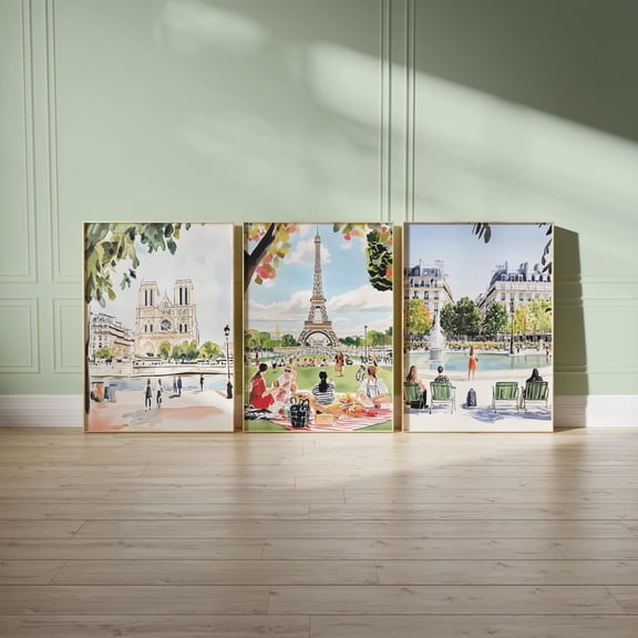 Set Of 3 Paris Eiffel Tower Wall Art Prints, Travel, Girls Room And Gallery Wall Decor