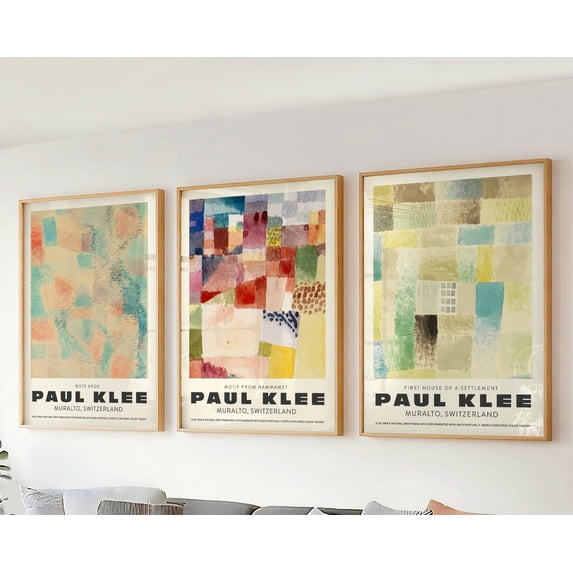 Set Of 3 Paul Klee Wall Art Prints, Colorful Pastel Abstract, Mid ...