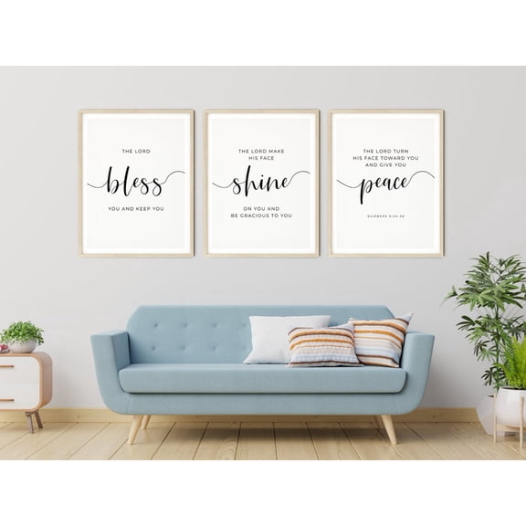 Set Of 3 Prints The Lord Bless You And Keep You Poster Canvas Painting Numbers 6:24-26 Scripture Wall Art Christian Decor No Frame