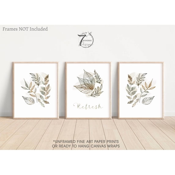 Set Of 3 Refresh Botanical Spa Neutral Beige Sage Brown Floral Healing ...