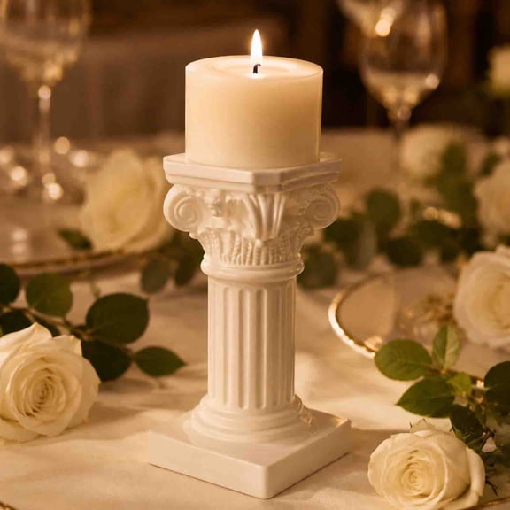Set Of 3 Resin Roman Column Candle Holders White Pillar Candlestick For Home Decor Photography Props