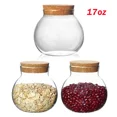 thumbnail image 1 of Set Of 3 Round Glass Jars With Cork Lid – 17Oz Wedding Candy Jar Kitchen Storage, 1 of 6