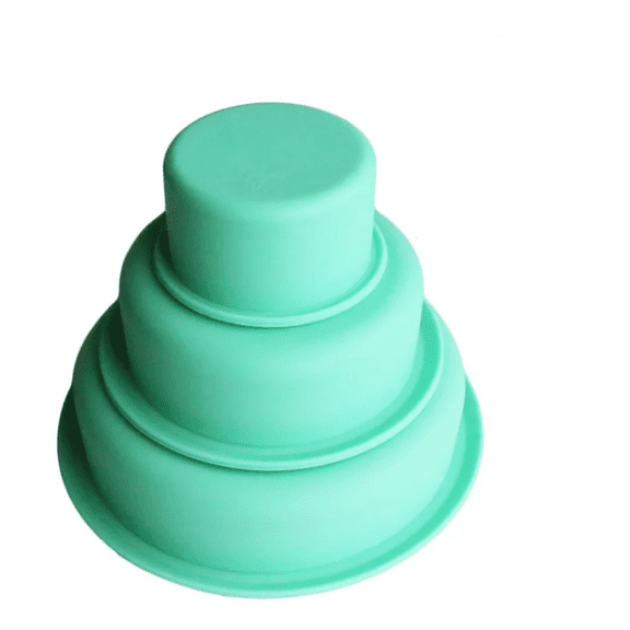 Set Of 3 Round Silicone Cake Pans for Tiered Cakes. Perfect for Birthdays, Weddings, Anniversaries, Halloween, Christmas, and More