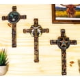 thumbnail image 1 of Set Of 3 Rustic Western Star Horseshoe Cowboy Horse And Pistols Wall Crosses, 1 of 9