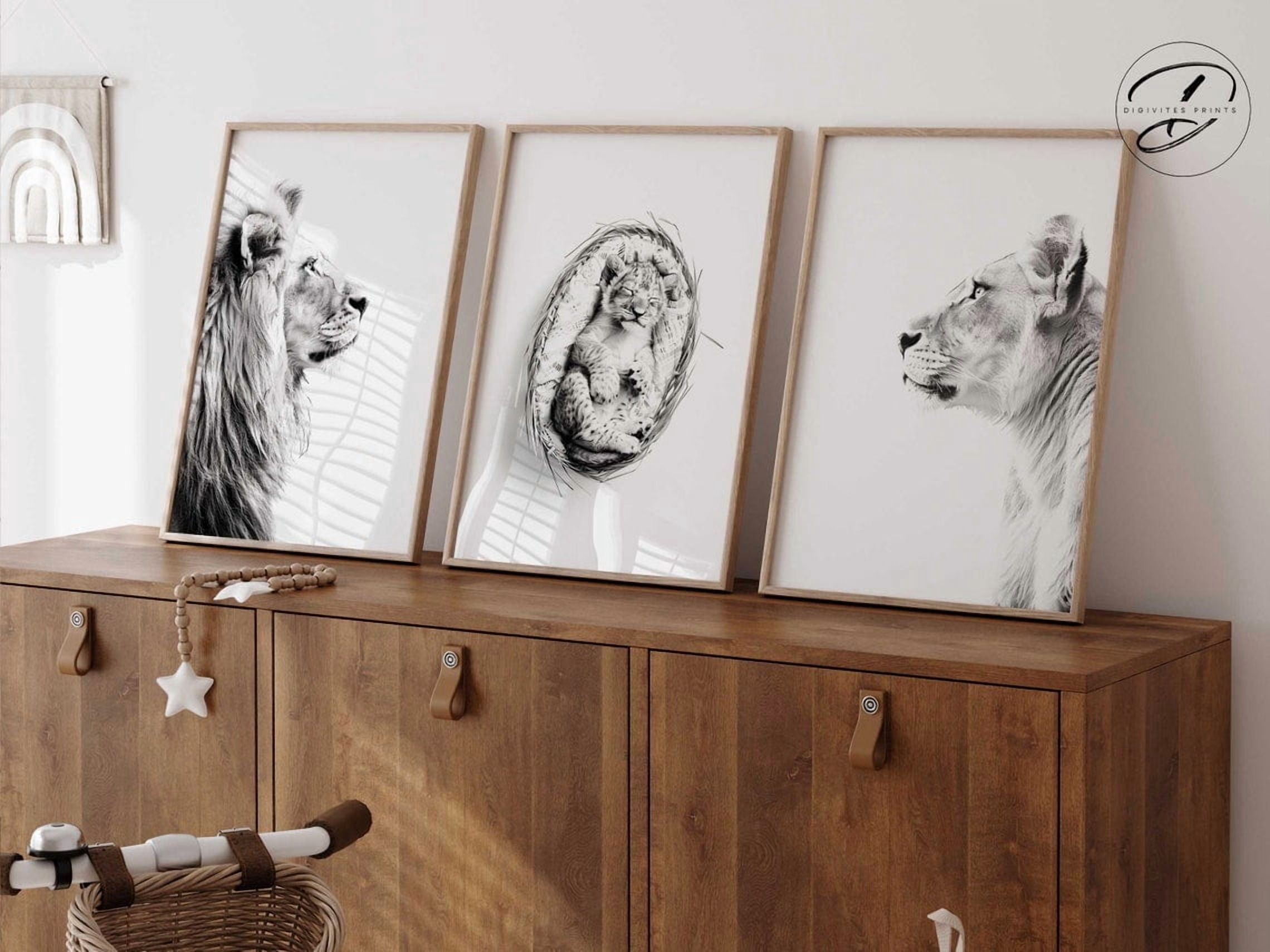Set Of 3 Safari Nursery Wall Art Prints, Jungle Animals, Theme, Lion ...