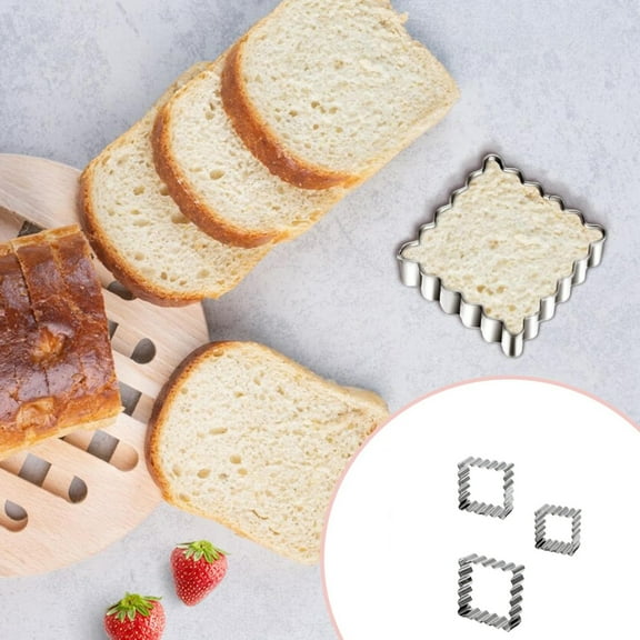 Set Of 3 Scalloped Edge Rectangular Cookie Cutters. Made From Stainless Steel with A 0.8 Inch Deep Fluted Edge