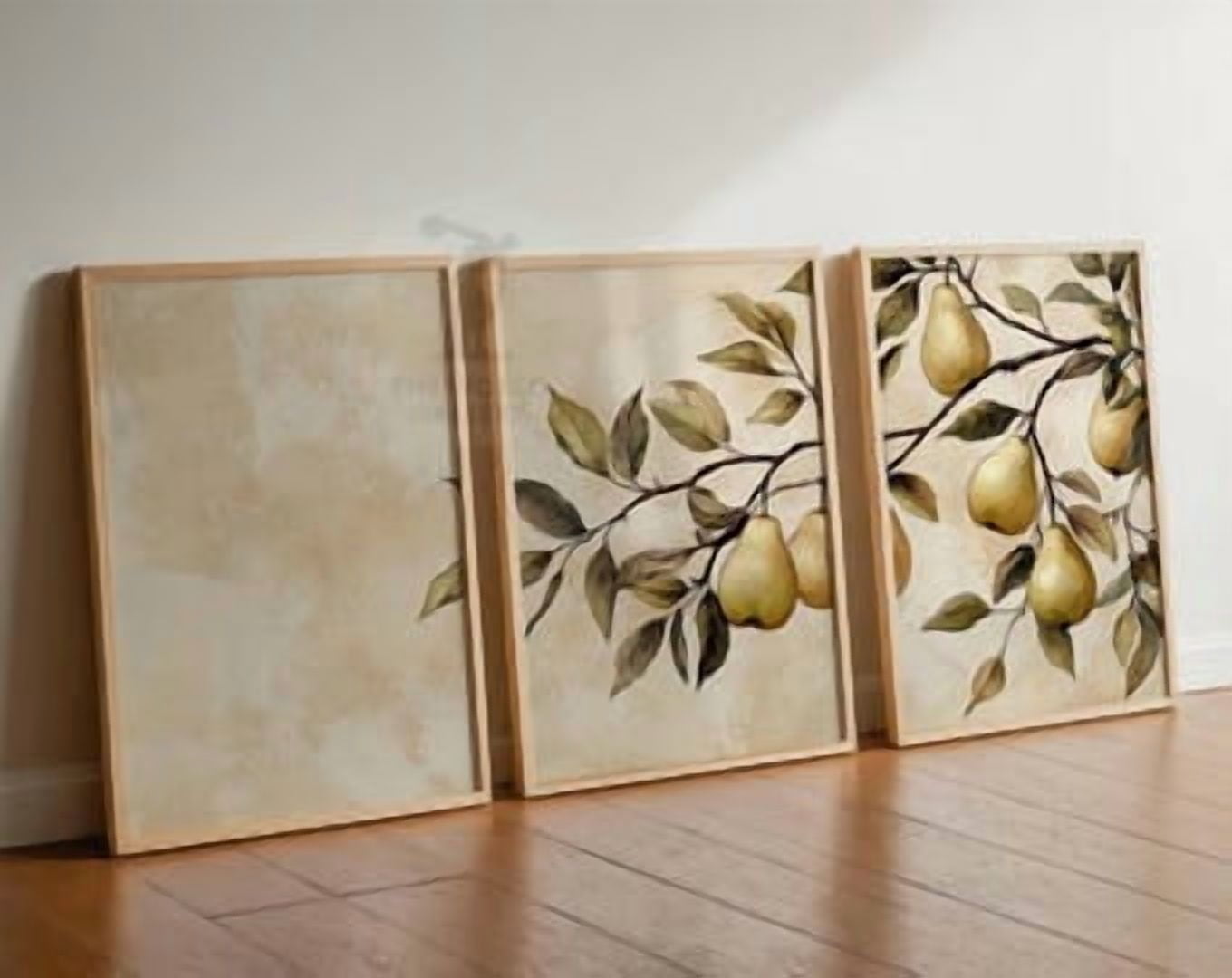 Set Of 3 Vintage Pear Tree Wall Art Prints, Rustic Fruit, Farmhouse ...