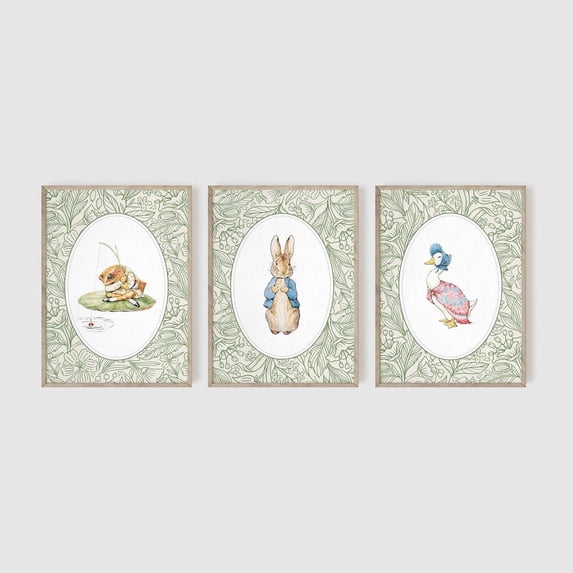 Pitar Rabbit Set Of 3 Vintage Peter Rabbit Nursery Wall Art Prints, Cottagecore ...